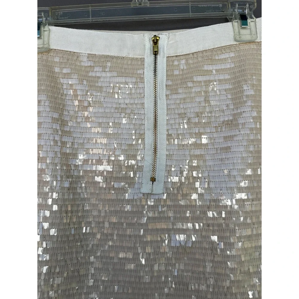 Cache Ivory Sequin Shimmer Mini Skirt Party‎ Glam Chic Sparkly Y2K Festival Sz 4